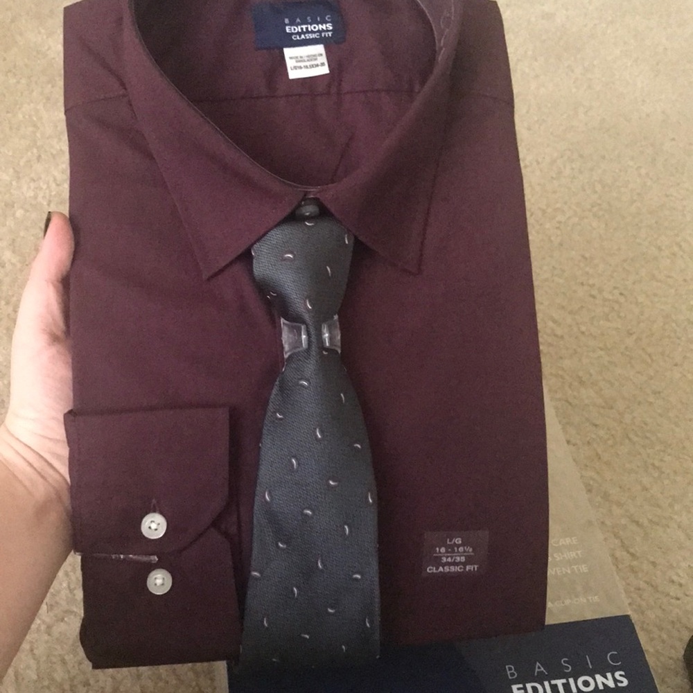 Purple Dress Shirt with Grey Tie